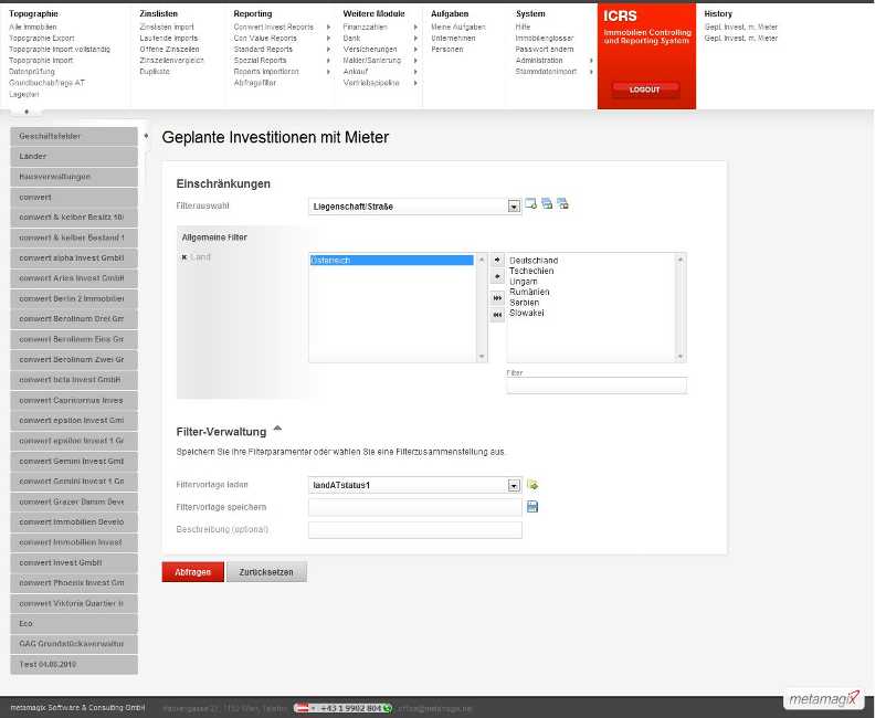 Geplante Investitionen mit Mieter