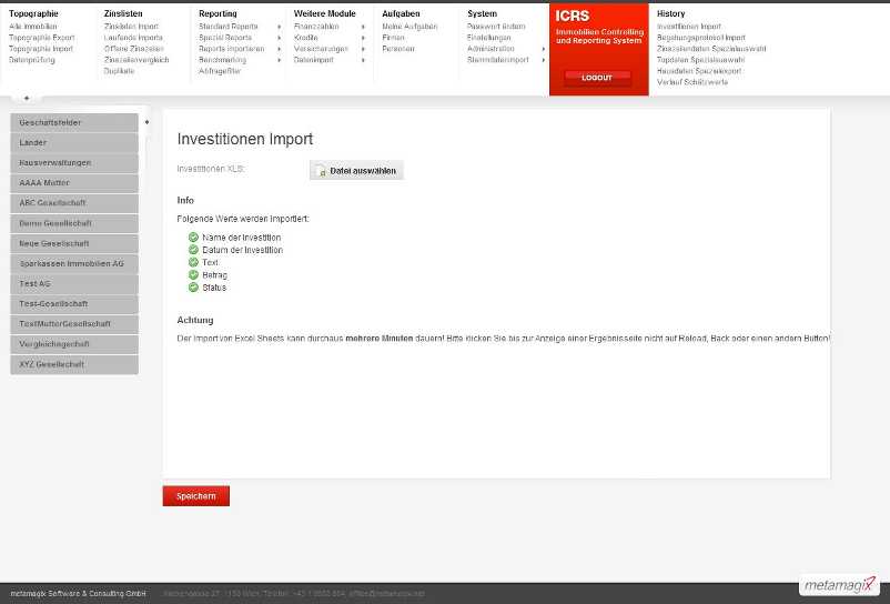 Investitionen Import