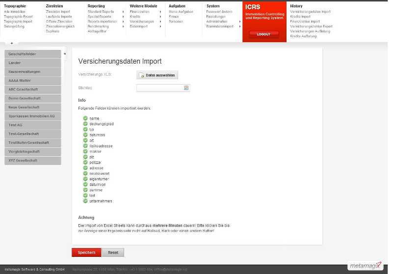 Datenimport, Versicherungsdaten Import,