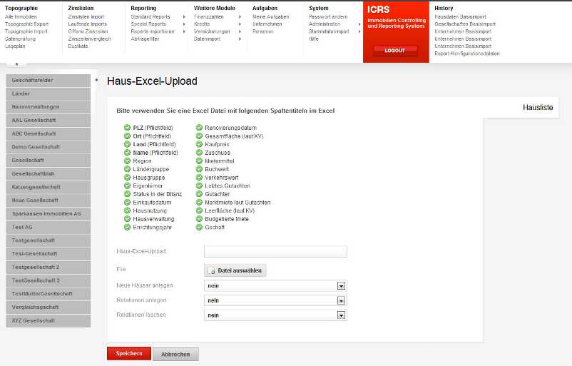 Haus-Excel-Upload