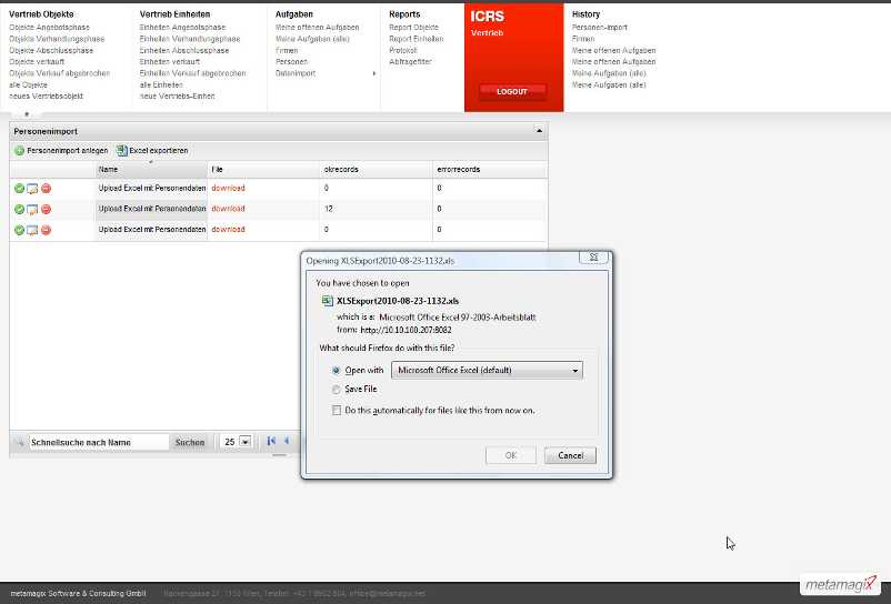 Personenimport > Excel exportieren