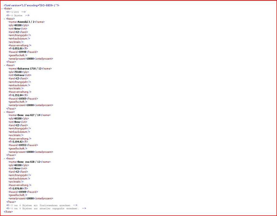 XML-Datei Topographie Webexport