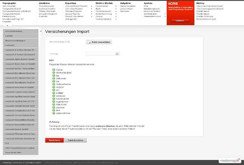 Versicherungszahlen Import